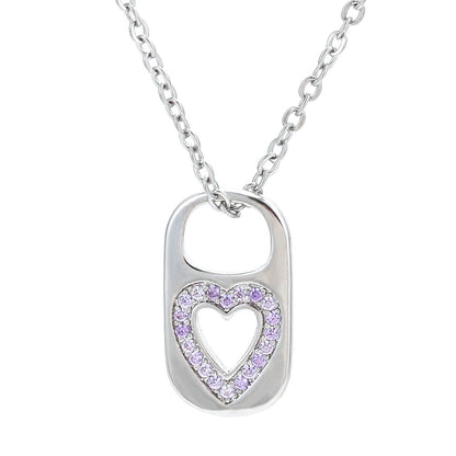 Retro Hollow Lock Heart Micro-inlaid Zircon Copper Necklace Wholesale Gooddiy