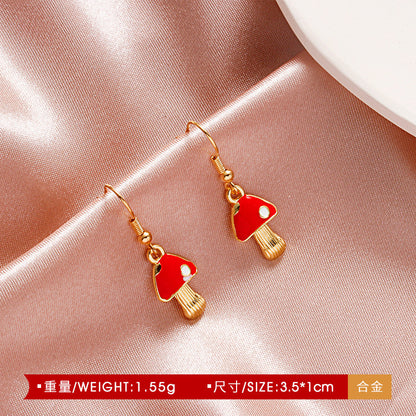 Europe And America Creative Fun Mushroom Earrings For Women Ins Style Cute Colorful Oil Necklace Small Mushroom Earrings Earrings Popular Sale