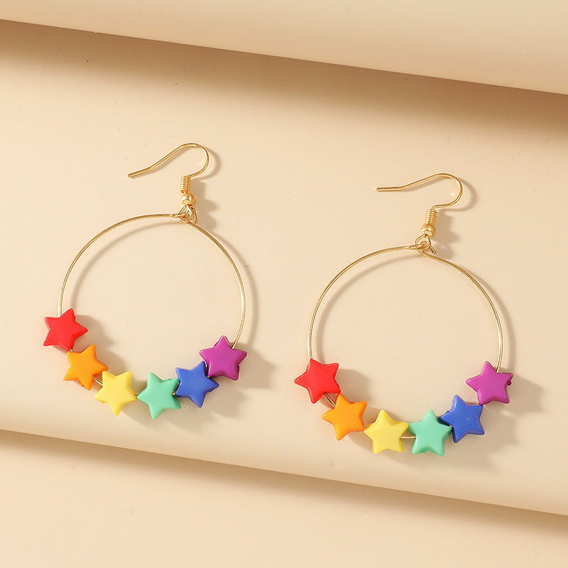 New Color Five-pointed Star Candy Color Butterfly Long Earrings Wholesale Gooddiy