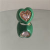 Fashion Large Gemstone Color Enamel Spray Paint Heart-shaped Ring Wholesale Gooddiy