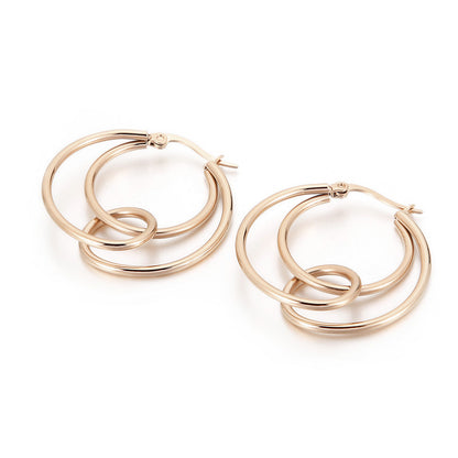 Fashion Stainless Steel Geometric Circle Knotted Earrings Wholesale Gooddiy