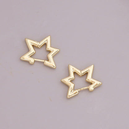 Europe And America Cross Border New Geometric Metal 18k Gold Earrings Simple Personality Gothic Stud Earrings Nightclub Earrings E360