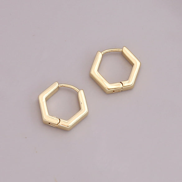 Europe And America Cross Border New Geometric Metal 18k Gold Earrings Simple Personality Gothic Stud Earrings Nightclub Earrings E360
