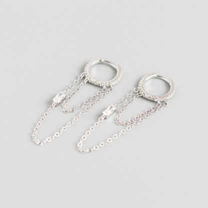 Simple S925 Sterling Silver Chain Tassel Ear Buckle Wholesale Gooddiy