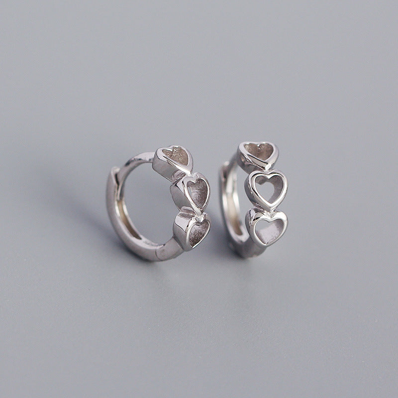 S925 Silver Hollow Heart-shaped Ear Clip Wholesale Hello Jewelry