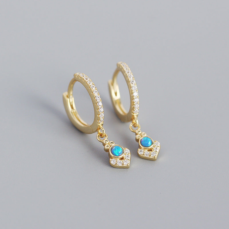 S925 Silver Geometric Blue Opal Ear Buckle Wholesale Gooddiy