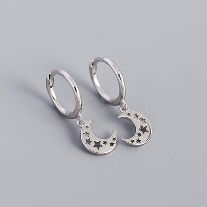 S925 Sterling Silver Geometric Moon Hollow Ear Buckle Wholesale Gooddiy