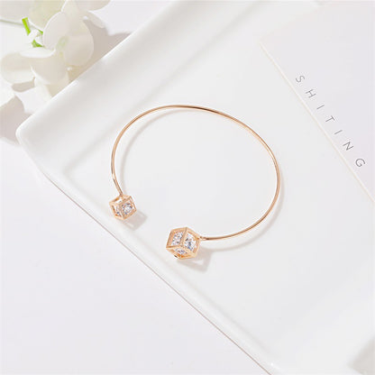 New Bracelet Gooddiy Wholesale Simple Metal Square Bracelet Temperament Zircon Geometric Opening Bracelet