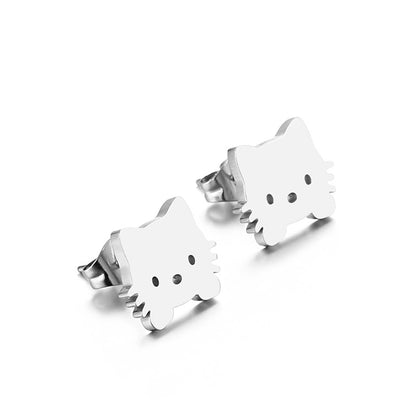 Creative Cute Cat Stainless Steel Stud Earrings Wholesale Gooddiy