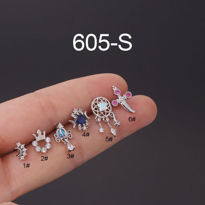 New Trendy Earrings Cochlear Screw Buckle Ins Stainless Steel Fine Needle Ear Bone Nail Piercing Earrings