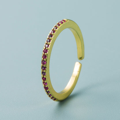 Simple Popular Color Micro-inlaid Zircon Copper Ring Wholesale Gooddiy