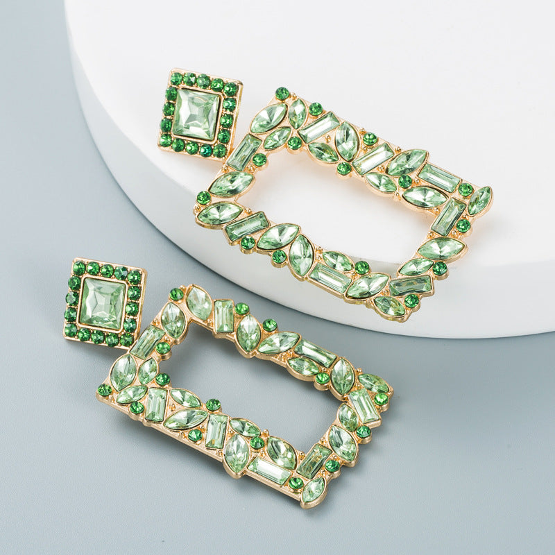 Fashion Geometric Diamond Alloy Artificial Gemstones Earrings