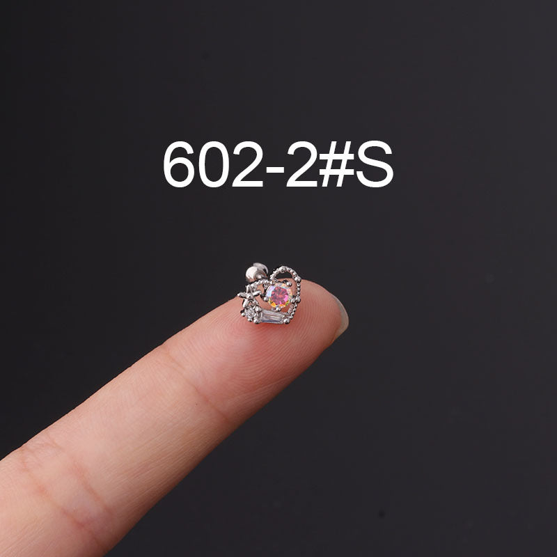 Korean Fashion Inlaid Color Zircon Fine Needle Stainless Steel Ear Studs Wholesale Gooddiy