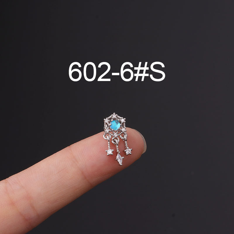 Korean Fashion Inlaid Color Zircon Fine Needle Stainless Steel Ear Studs Wholesale Gooddiy