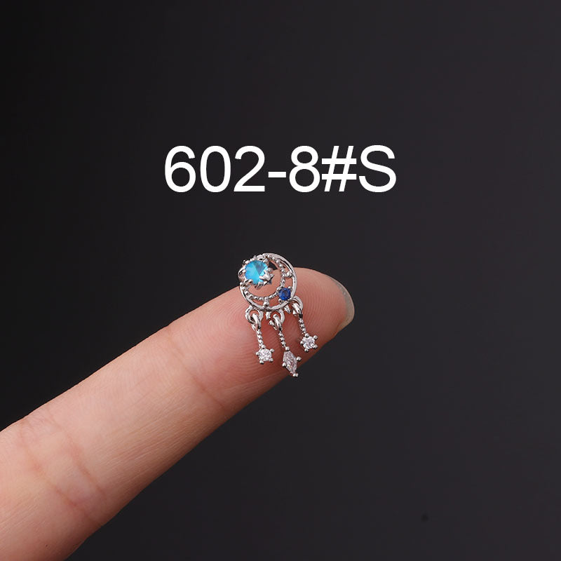 Korean Fashion Inlaid Color Zircon Fine Needle Stainless Steel Ear Studs Wholesale Gooddiy