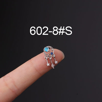 Korean Fashion Inlaid Color Zircon Fine Needle Stainless Steel Ear Studs Wholesale Gooddiy