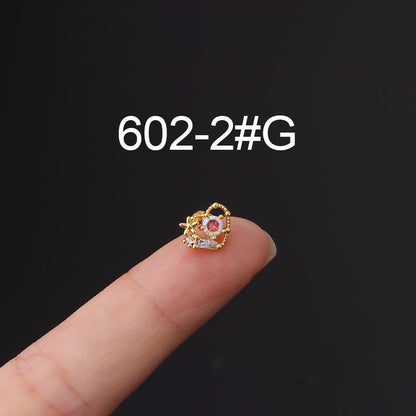 Korean Fashion Inlaid Color Zircon Fine Needle Stainless Steel Ear Studs Wholesale Gooddiy