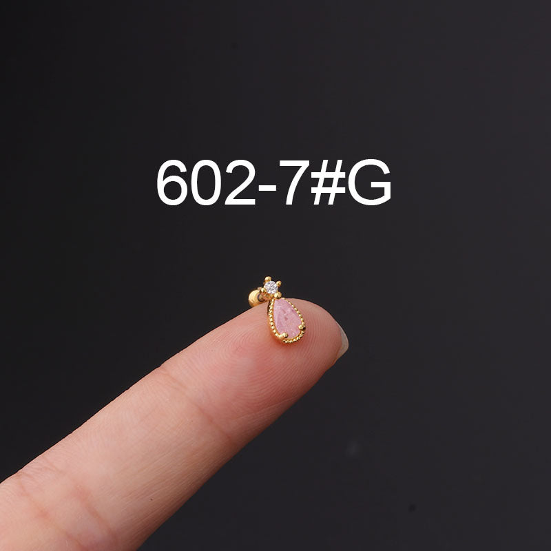 Korean Fashion Inlaid Color Zircon Fine Needle Stainless Steel Ear Studs Wholesale Gooddiy