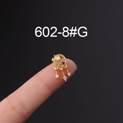 Korean Fashion Inlaid Color Zircon Fine Needle Stainless Steel Ear Studs Wholesale Gooddiy