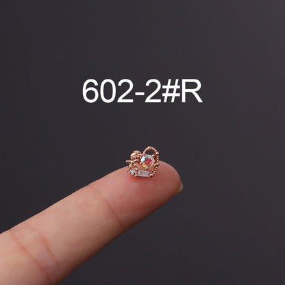 Korean Fashion Inlaid Color Zircon Fine Needle Stainless Steel Ear Studs Wholesale Gooddiy