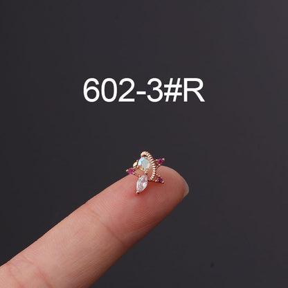 Korean Fashion Inlaid Color Zircon Fine Needle Stainless Steel Ear Studs Wholesale Gooddiy