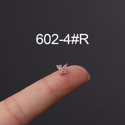 Korean Fashion Inlaid Color Zircon Fine Needle Stainless Steel Ear Studs Wholesale Gooddiy