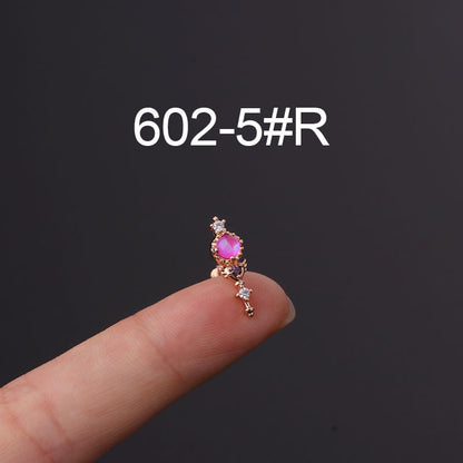 Korean Fashion Inlaid Color Zircon Fine Needle Stainless Steel Ear Studs Wholesale Gooddiy