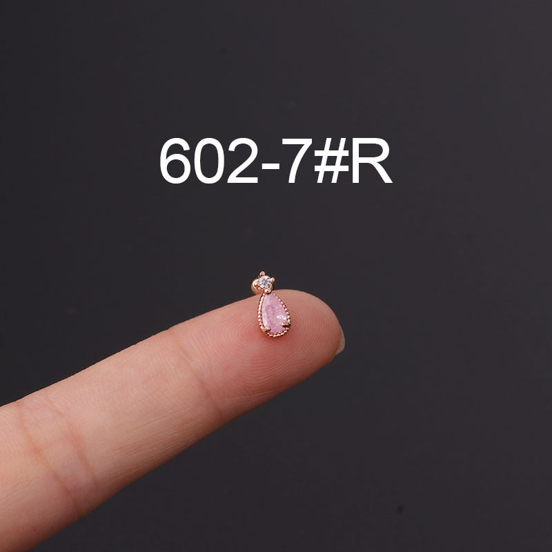 Korean Fashion Inlaid Color Zircon Fine Needle Stainless Steel Ear Studs Wholesale Gooddiy