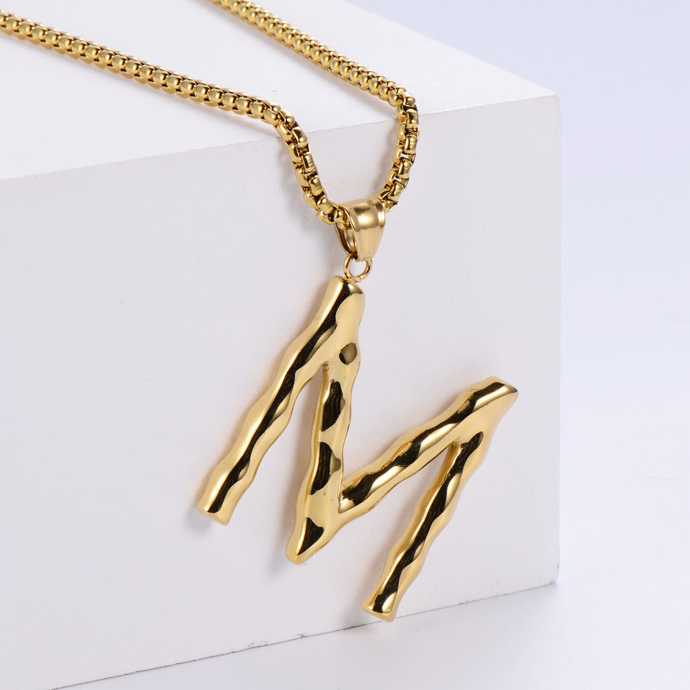 Hip-hop Polished Plating 18k Gold Stainless Steel Alphabet Pendant Wholesale Gooddiy