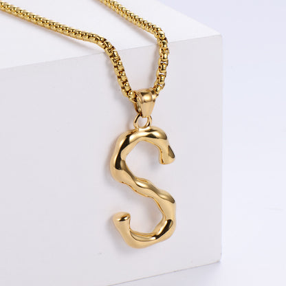 Hip-hop Polished Plating 18k Gold Stainless Steel Alphabet Pendant Wholesale Gooddiy