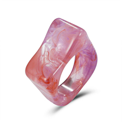 Fashion Transparent Resin Heart Butterfly Acrylic Multicolor Geometric Ring Wholesale Gooddiy