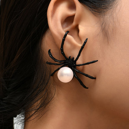 Cartoon Retro Cute Spider Pearl Stud Earrings Wholesale Gooddiy