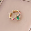 18k Fashion Vintage Copper Micro-inlaid Zircon Rainbow Ring Wholesale Gooddiy