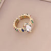 18k Fashion Vintage Copper Micro-inlaid Zircon Rainbow Ring Wholesale Gooddiy