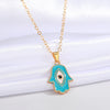 New Retro Palm Inlaid Diamond Vertical Eye Alloy Necklace Wholesale Gooddiy