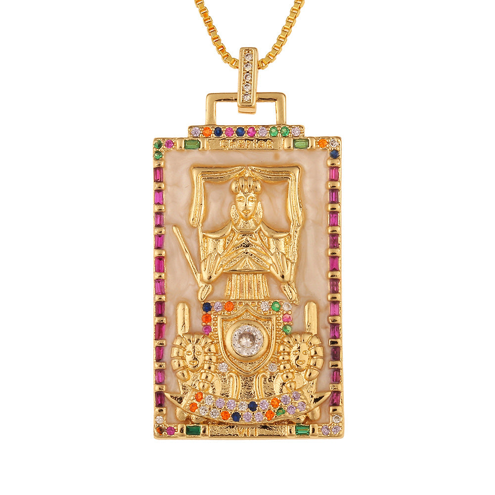 Fashion New Oil Drop Tarot Pendant Copper Zircon Necklace Wholesale Gooddiy