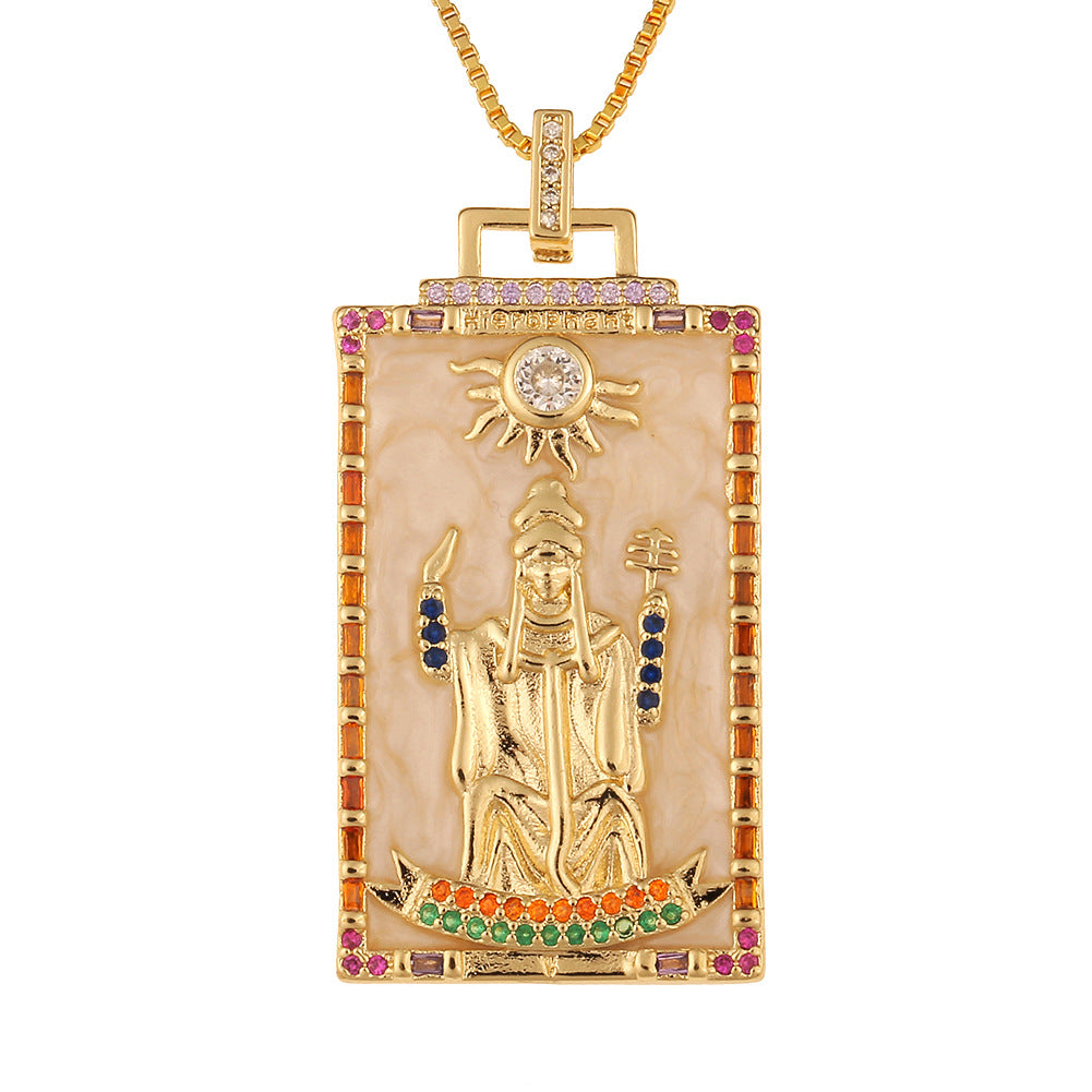 Fashion New Oil Drop Tarot Pendant Copper Zircon Necklace Wholesale Gooddiy