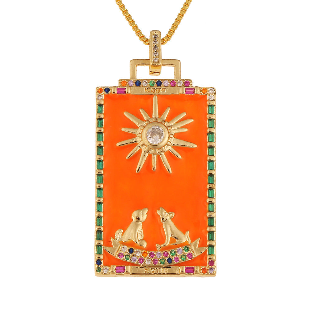 Fashion New Oil Drop Tarot Pendant Copper Zircon Necklace Wholesale Gooddiy