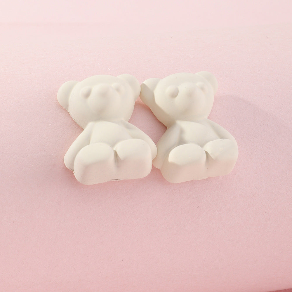 Ez3806 Nizhu New Ins Sweet Cool Teddy Bear Ear Studs Earrings Lovely Soft Cute Colorful Bear Earrings