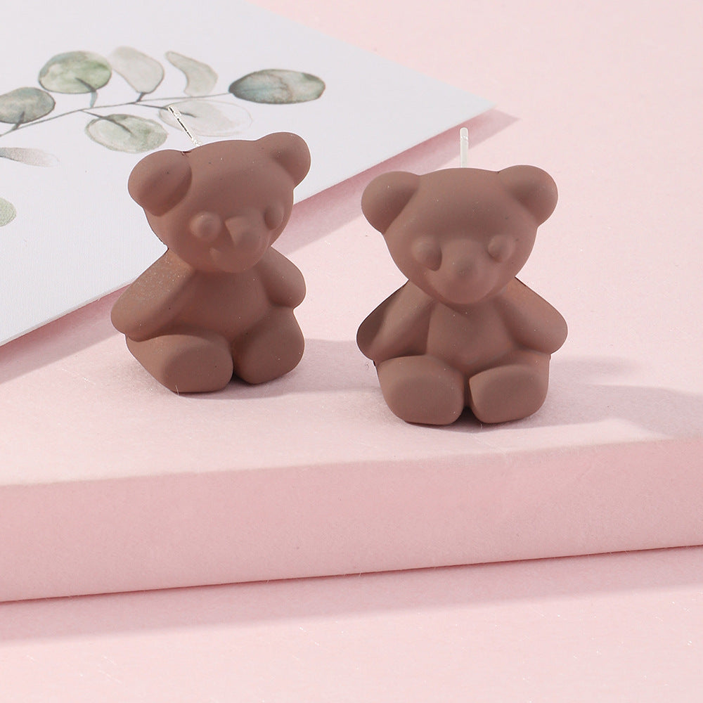 Ez3806 Nizhu New Ins Sweet Cool Teddy Bear Ear Studs Earrings Lovely Soft Cute Colorful Bear Earrings