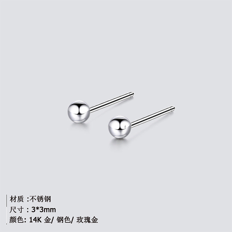 Stainless Steel Earrings Fashion Round Bead Earrings Simple Peas Earrings Wholesale Gooddiy