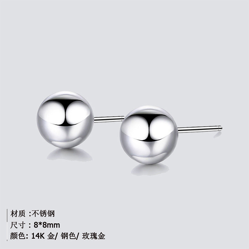 Stainless Steel Earrings Fashion Round Bead Earrings Simple Peas Earrings Wholesale Gooddiy