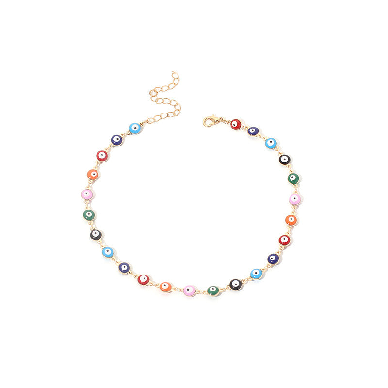 Bohemian Style Colorful Retro Devil Eyes Necklace Bracelet Anklet Combination Accessories