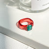 Retro Diamond Jelly Color Resin Ring