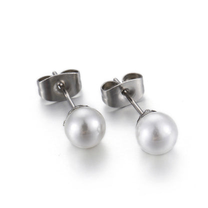 Stainless Steel Simple Pearl Earrings Wholesale Jewelry Gooddiy