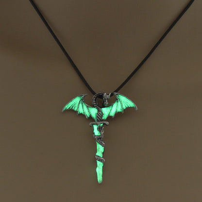 Halloween Pterodactyl Sword Luminous Leather Cord Necklace Wholesale Jewelry Gooddiy