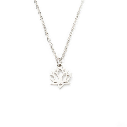 Titanium Steel Full Polished Laser Cut Lotus Necklace