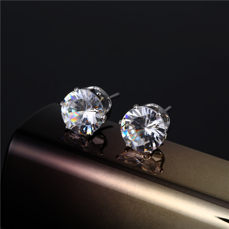 1 Pair Simple Style Geometric Inlay Copper Zircon Ear Studs