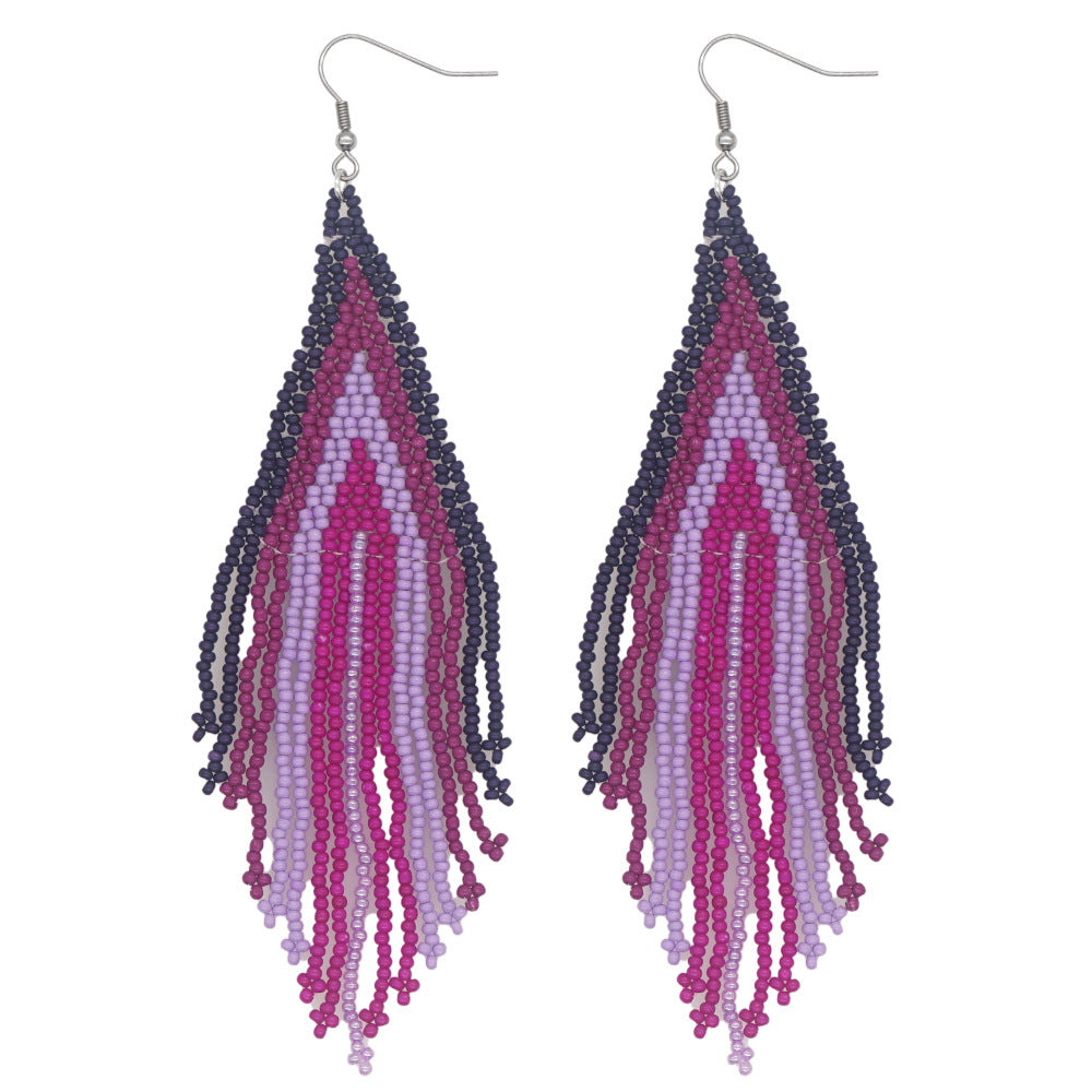 Bohemian Ethnic Hand-woven Tassel Long Earrings