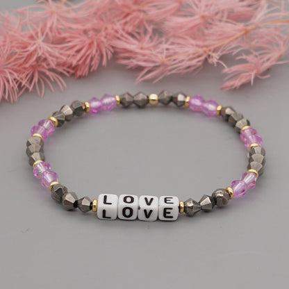 Bohemian Style Color Crystal Letter Beaded Small Bracelet